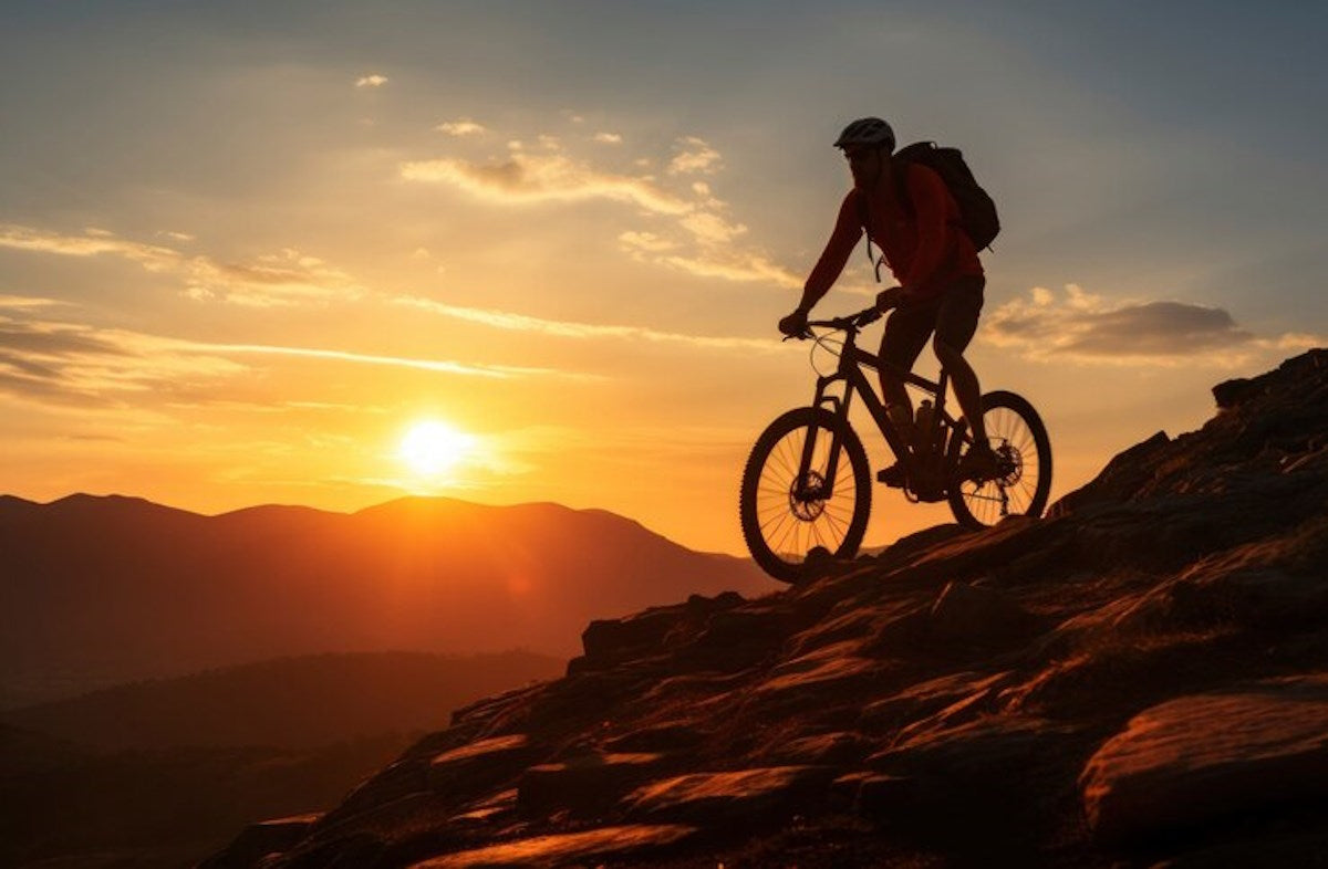 Un cycliste dans les montagnes